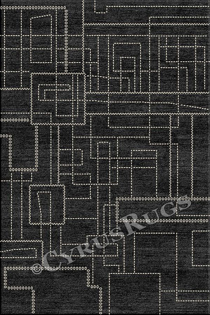 Vintage Abstract Modern Rugs HB298 Charcoal Cotton - Click Image to Close