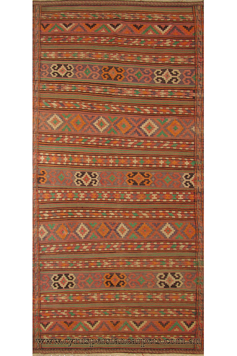 Persian Hand Woven Wool Kilim (Size 340 x 168cm) - Click Image to Close