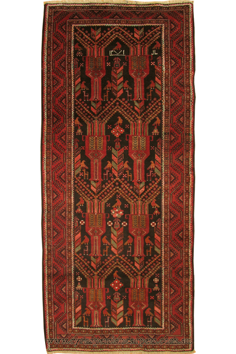 Baluch Hand Knotted Geometric Wool Rug - Click Image to Close