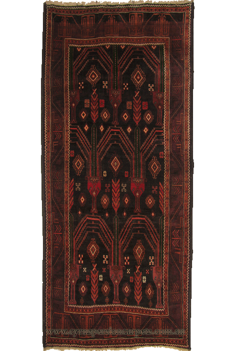 Baluch Hand Knotted Geometric Wool Rug - Click Image to Close