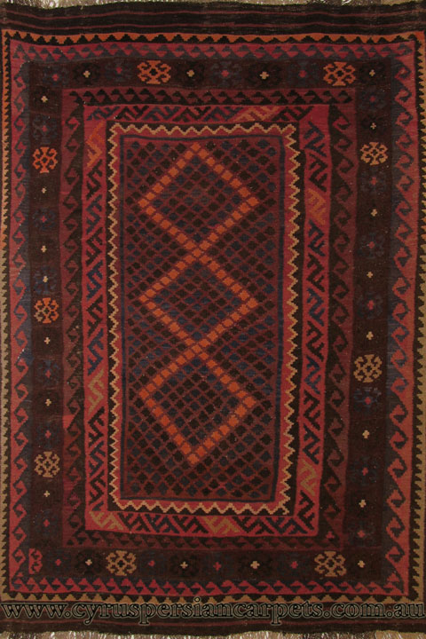 Afghani Hand Woven Geometric Wool Kilim Rug - Click Image to Close