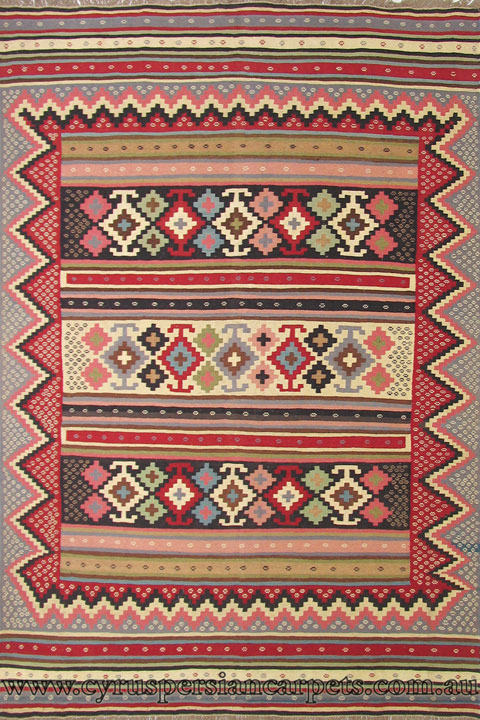 Persian Hand Woven Wool Kilim (Size 240 x 170cm) - Click Image to Close