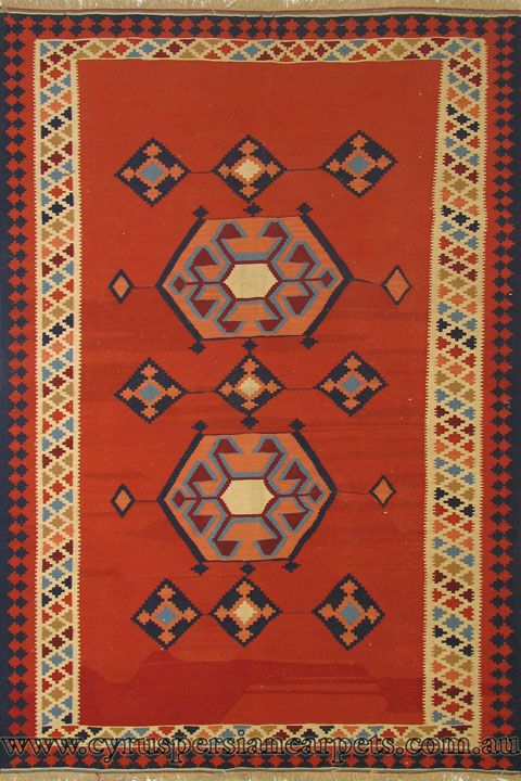 Persian Hand Woven Wool Kilim (Size 243 x 160cm) - Click Image to Close