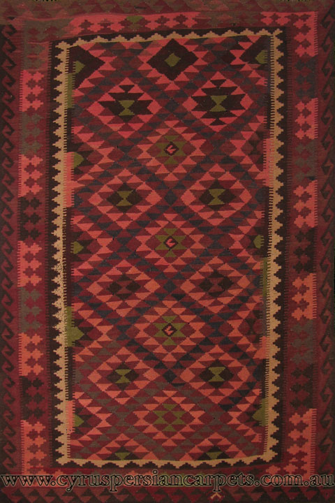 Afghani Hand Woven Geometric Wool Kilim Rug - Click Image to Close