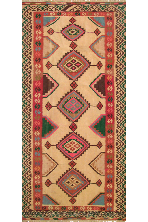 Persian Hand Woven Wool Kilim (Size 290 x 135cm) - Click Image to Close