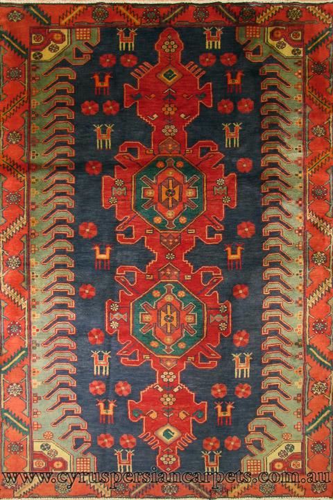 Hamedan Hand Knotted Oriental Wool Rug - Click Image to Close