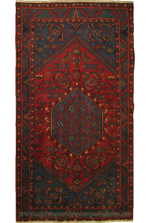 Hamedan Hand Knotted Geometric Wool Rug - Click Image to Close