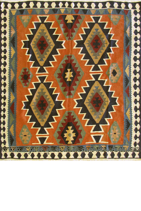 Persian Hand Woven Wool Kilim (Size 194 x 183cm) - Click Image to Close