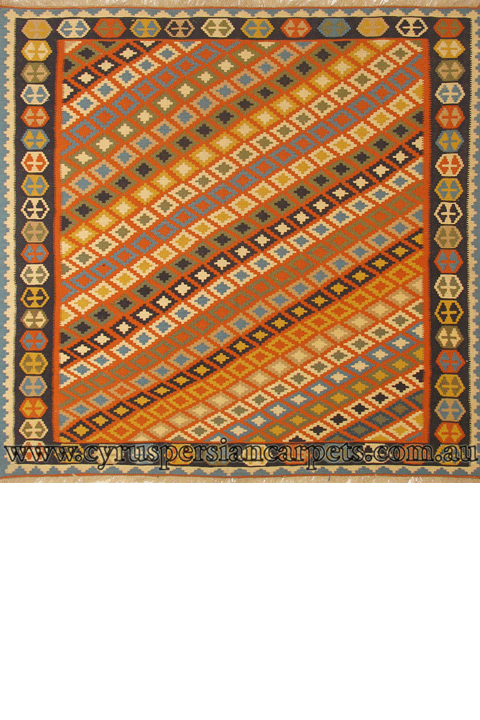 Persian Hand Woven Wool Kilim (Size 208 x 163cm) - Click Image to Close