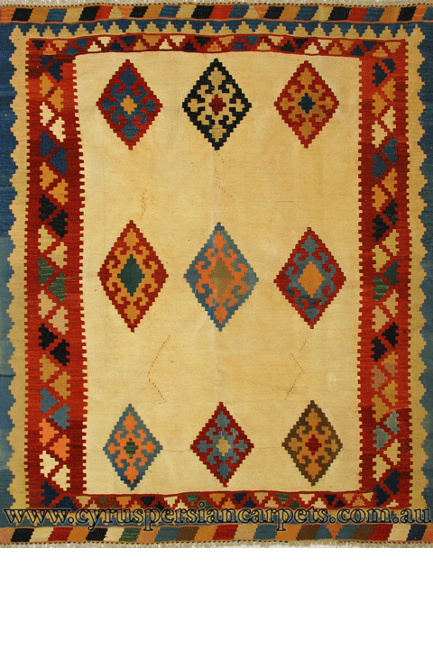 Persian Hand Woven Wool Kilim (Size 240 x 203cm) - Click Image to Close