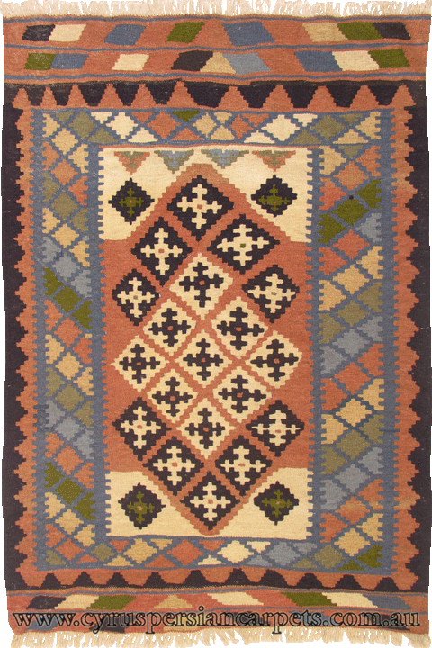 Persian Hand Woven Geometric Wool Kilim - Click Image to Close