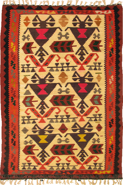 Persian Hand Woven Geometric Wool Kilim - Click Image to Close