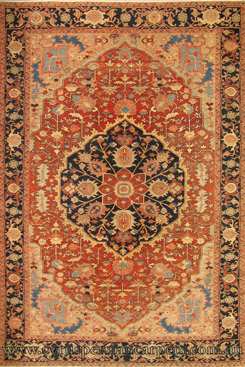 Antique Persian Heriz Hand Knotted Wool Rug - Click Image to Close
