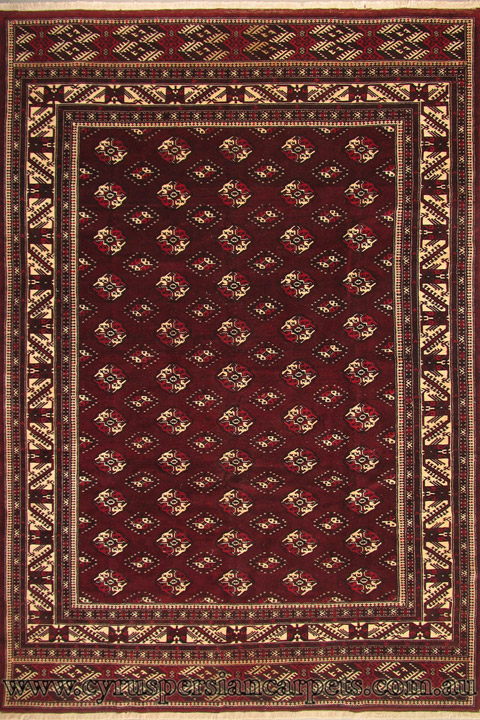 Turkomen Geometric Hand Knotted Wool Rug - Click Image to Close