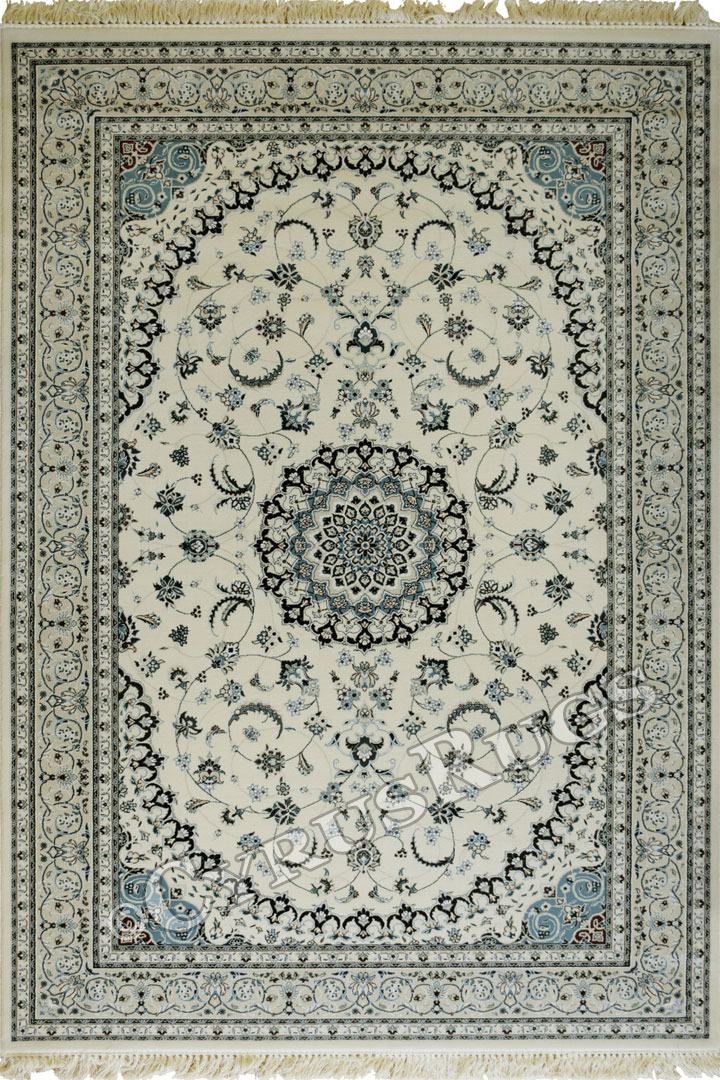 Caspian Persian Wool Medallion Rugs 75057 White - Click Image to Close
