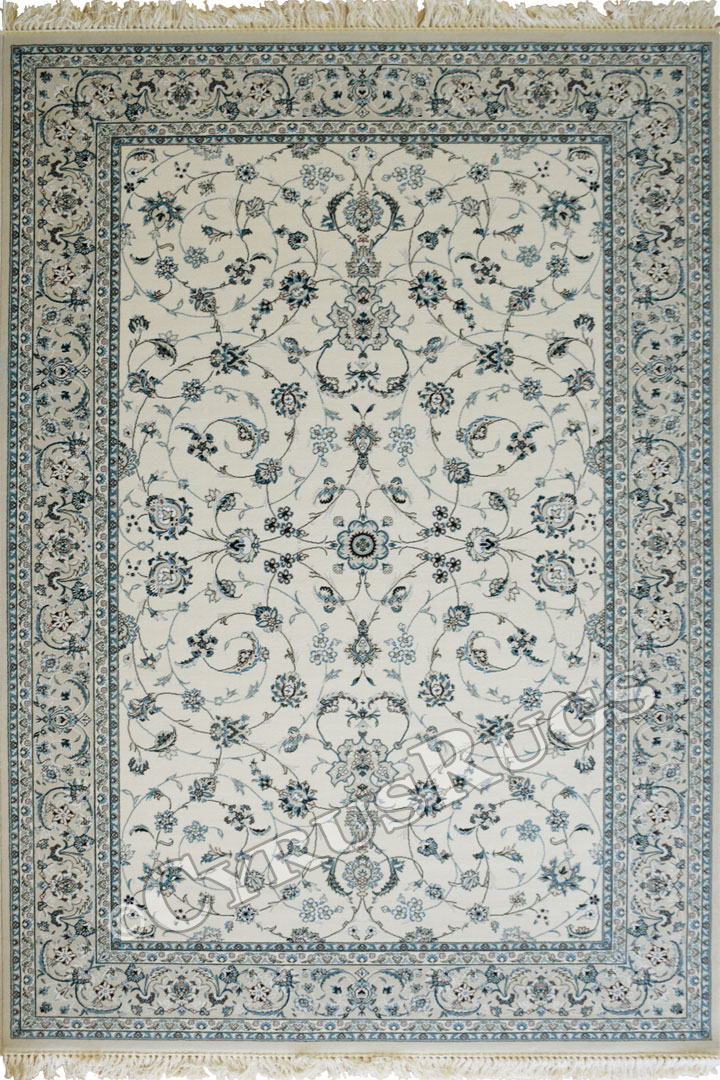 Caspian Persian Wool Border Rugs 75187 White - Click Image to Close