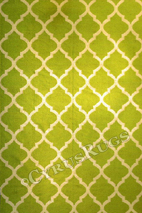 Delhi Trellis Pattern Wool Reversible Rugs Diamond Green - Click Image to Close