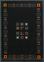 Indigo Modern Square Pattern Rug 640-417B
