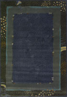 Turkomen Contemporary Border Rug Plain Blue