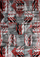America Square Pattern Rugs G070A Red D. Grey