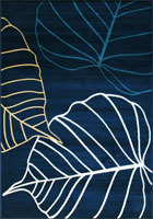Bello Modern Leaf Pattern Rugs V4673 Navy