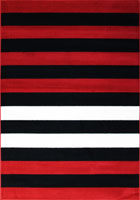 Bello Modern Stripe Pattern Rugs V5229 Red