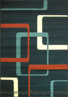Bello Modern Square Pattern Rugs 2697C Navy