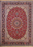 Isfahan Medallion Hand Knotted Wool & Silk Rug