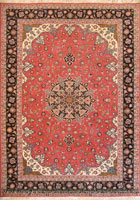 Tabriz Medallion Hand Knotted Wool & Silk Rug