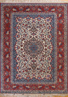 Isfahan Medallion Hand Knotted Wool & Silk Rug