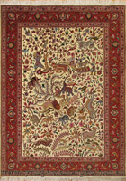 Tabriz Pictorial Hand Knotted Wool & Silk Rug
