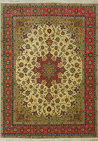 Tabriz Medallion Hand Knotted Wool & Silk Rug