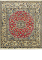 Nain Tabas Medallion Square Hand Knotted Wool Rug
