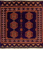 Turkomen Geometric Square Hand Knotted Wool Rug