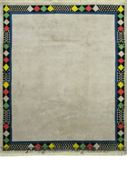 Nepal Hand Knotted Modern Border Wool Rug