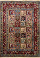 Moud Square Pattern Hand Knotted Wool & Silk Rug