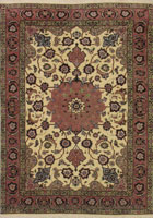 Tabriz Medallion Hand Knotted Wool & Silk Rug