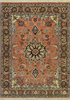 Tabriz Medallion Hand Knotted Wool & Silk Rug