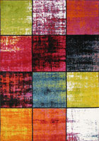 Esatto Modern Square Pattern Rugs E254A Black B. Red