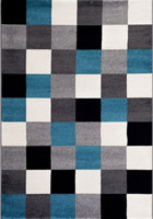 Renzo Modern Square Pattern Rugs 4020 Light Grey Blue