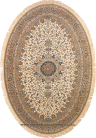 Tehran Traditional Oval Rug 750201 Cream