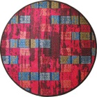 Kaleidoscope Abstract Round Rug E231A D. Brown Fume