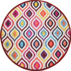 Kaleidoscope Abstract Round Rug G330A D. Brown Cherry