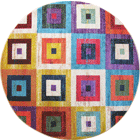 Kaleidoscope Square Pattern Round Rug B446A Multi Colour