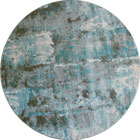 Morocco Abstract Round Rug 0W627 Cotton Aqua