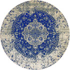 Morocco Medallion Round Rugs 79500 Chine Blue Cotton