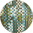 Morocco Sqaure Pattern Round Rug 0W416 Aqua Multi LJ