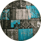 Patchworks Contemporary Round Rug 2676 Black Turquoise