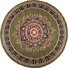 Bello Traditional Medallion Round Rugs 99N Green