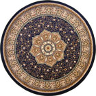 Minnesota Traditional Round Rugs 3005A Navy Cream